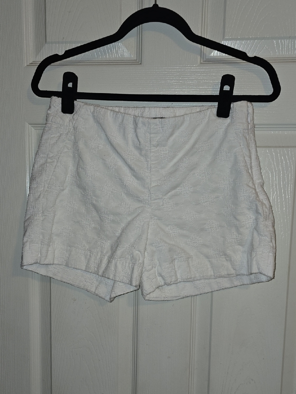 Banana Republic White High-Waist Textured Shorts